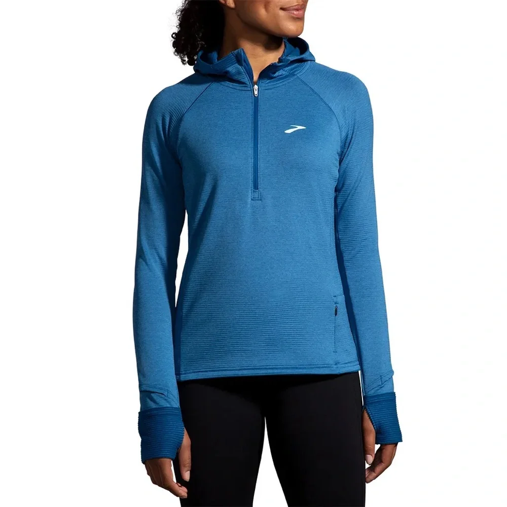 Brooks Women's NotchThermal Hoodie like new Bkue ash - Picture 2 of 10